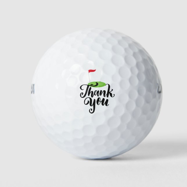 Golf Thank you with text and flag on green Balls (Front)