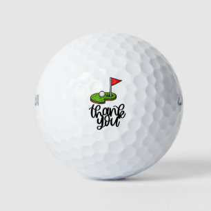 Golf Thank you with text and flag on green Balls