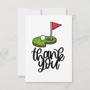 Golf Thank you with text and flag on green Card