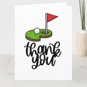 Golf Thank you with text and flag on green Card