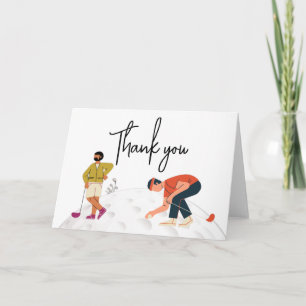 Golf Thank you with text and two golfers Card