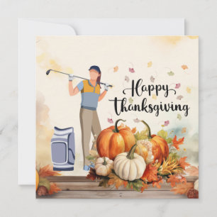 Golf Thanksgiving Autumn Greeting for Golfer Holiday Card