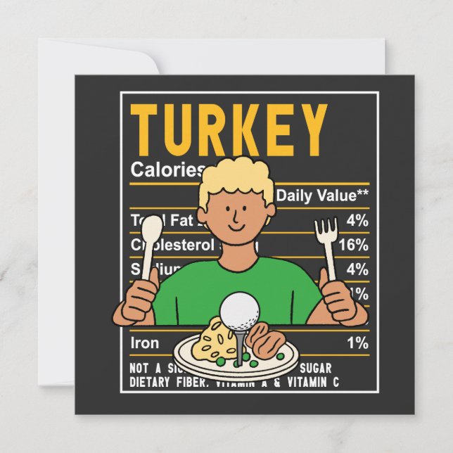 Golf Thanksgiving golfer eat ball  turkey funny Holiday Card (Front)