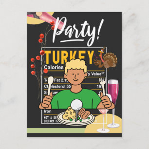 Golf Thanksgiving golfer eat ball turkey funny Postcard