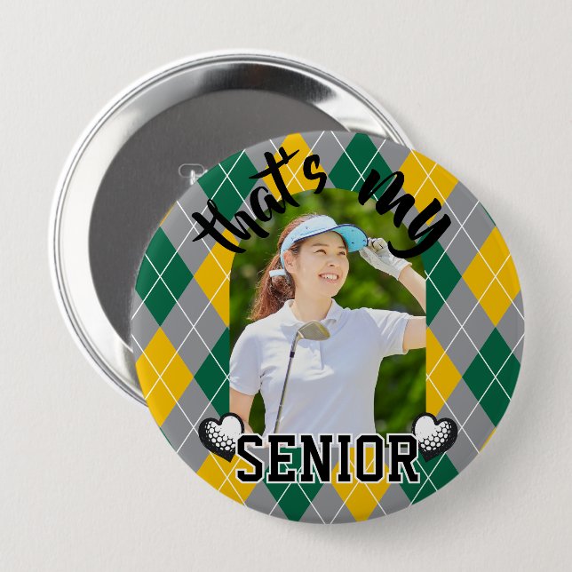Golf That's my Senior player green yellow Button (Front & Back)
