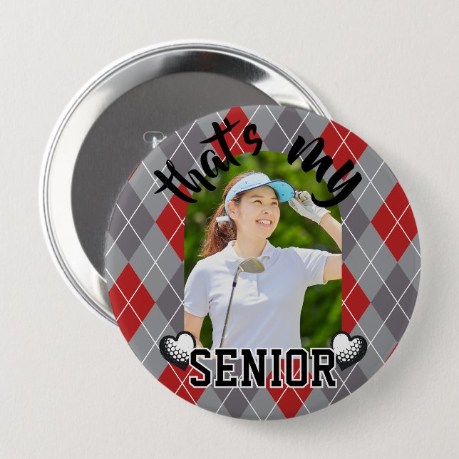 Golf That's my Senior player red gray Button (Front & Back)