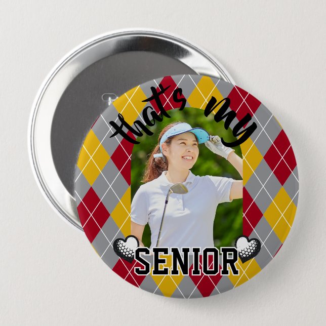 Golf That's my Senior player red yellow Button (Front & Back)