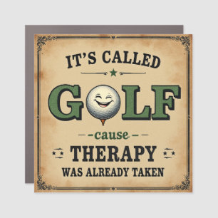 Golf: The Best Therapy - Funny Vintage Design Car Magnet