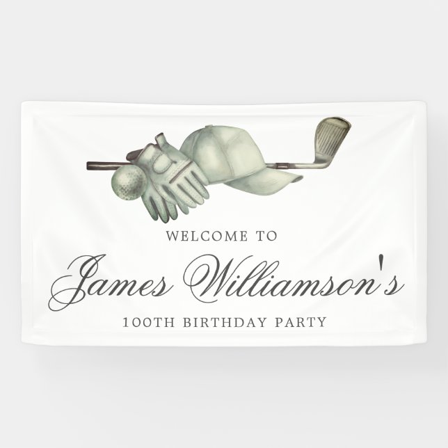 Golf Theme 100th Birthday Party Welcome  Banner (Horizontal)