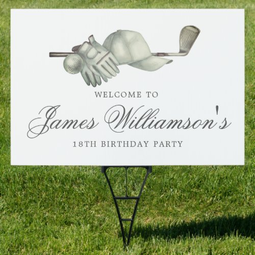 Golf Theme 18th Birthday Custom Welcome Yard Sign