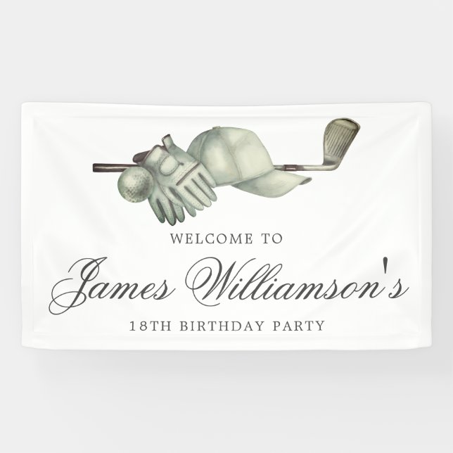 Golf Theme 18th Birthday Party Custom Welcome Banner (Horizontal)