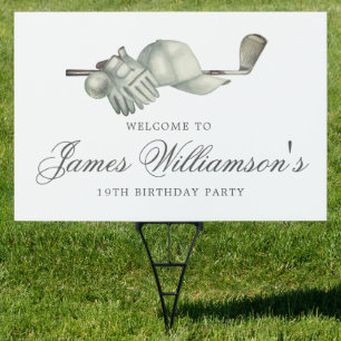 Golf Theme 19th Birthday Custom Welcome Yard Sign
