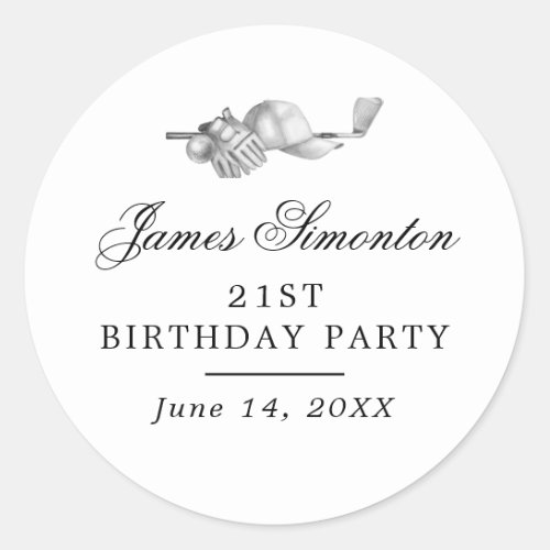 Golf Theme 21st Birthday Party Envelope Seal