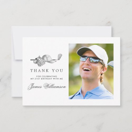 Golf Theme 21st Birthday Photo Thank You Card