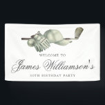 Golf Theme 30th Birthday Party Custom Welcome Banner<br><div class="desc">Welcome your guests with this elegant golf theme birthday party welcome banner. The top of is decorated with golf accessories - a golf club, golf ball, hat and gloves. The watercolor design creates a traditional and classic aesthetic. Perfect for a birthday bash at the club or a backyard BBQ. All...</div>