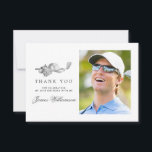 Golf Theme 40th Birthday Photo Thank You Card<br><div class="desc">A beautiful and elegant thank you card designed especially for a 40th birthday. It features a golf accessories graphic consisting of a golf club,  golf ball,  hat and golf.  Three lines allow for a customized thank you and the birthday celebrant's name. Space is also provided for a large photo.</div>