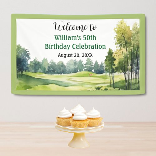 Golf Theme 50th (any age) Birthday Party Welcome Banner