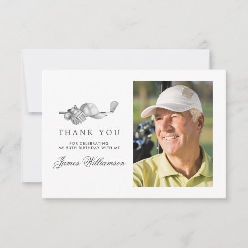 Golf Theme 50th Birthday Photo Thank You Card