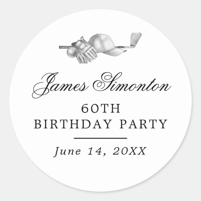 Golf Theme 60th Birthday Party Envelope Seal (Front)