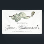 Golf Theme 70th Birthday Party Custom Welcome Banner<br><div class="desc">Welcome your guests with this elegant golf theme birthday party welcome banner. The top of is decorated with golf accessories - a golf club, golf ball, hat and gloves. The watercolor design creates a traditional and classic aesthetic. Perfect for a birthday bash at the club or a backyard BBQ. All...</div>