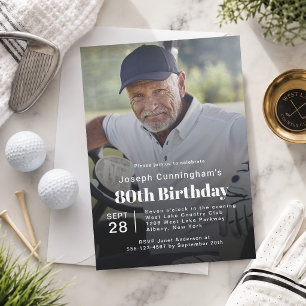 Golf Theme 80th Birthday Party Photo Invitation