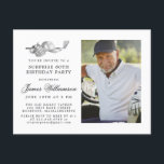 Golf Theme 80th SURPRISE Birthday Party Photo Invitation Postcard<br><div class="desc">Elegant black and white birthday invitation for a golfer. The top of the invitation is decorated with golf accessories - a golf club, golf ball, hat and gloves. The watercolor design creates a traditional and classic aesthetic. Perfect for a birthday bash at the club or a backyard BBQ. All of...</div>