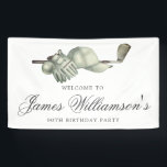 Golf Theme 90th Birthday Party Welcome  Banner<br><div class="desc">Welcome your guests with this elegant golf theme birthday party welcome banner. The top of is decorated with golf accessories - a golf club, golf ball, hat and gloves. The watercolor design creates a traditional and classic aesthetic. Perfect for a birthday bash at the club or a backyard BBQ. All...</div>