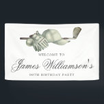 Golf Theme 90th Birthday Party Welcome  Banner<br><div class="desc">Welcome your guests with this elegant golf theme birthday party welcome banner. The top of is decorated with golf accessories - a golf club, golf ball, hat and gloves. The watercolor design creates a traditional and classic aesthetic. Perfect for a birthday bash at the club or a backyard BBQ. All...</div>