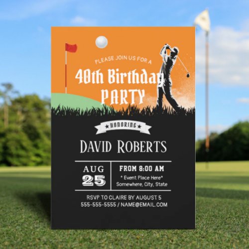 Golf Theme Adult 40th Birthday Party Invitation