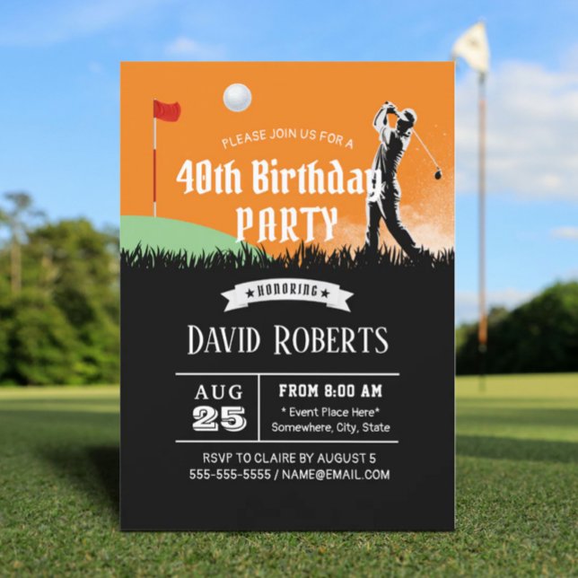 Golf Theme Adult 40th Birthday Party Invitation (Creator Uploaded)
