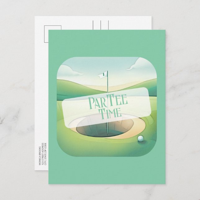 Golf Theme Birthday Invitation Postcard (Front/Back)