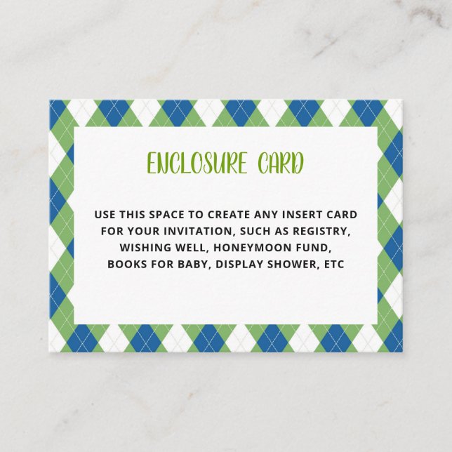 Golf Theme Birthday Par-Tee Enclosure Card (Front)