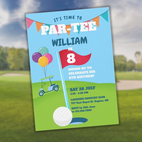 Golf Theme Birthday Party Partee Invitation