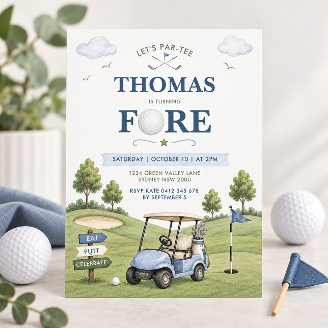 Golf Theme Boy 4th Birthday Invitation (Creator Uploaded)