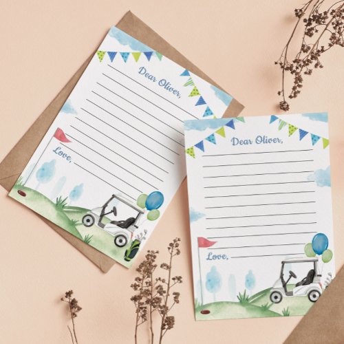 Golf Theme Boy Time Capsule Note Message Card