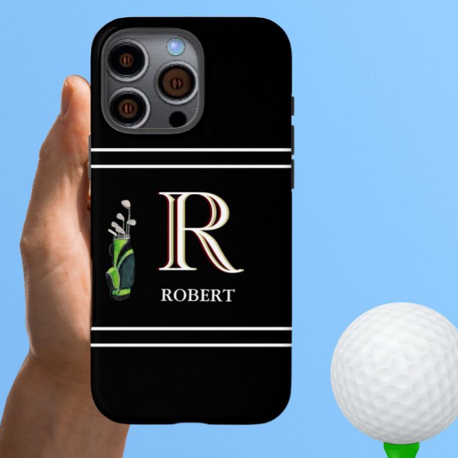 Golf Theme Custom Monogram Name Clubs Case-Mate iPhone Case (Creator Uploaded)
