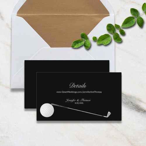 Golf Theme Details Website Wedding Enclosure Card