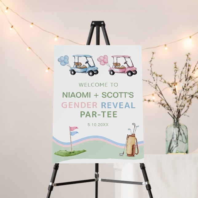 Golf theme Gender Reveal Welcome Sign Template (In Situ (Stand))