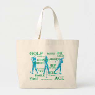 golf theme golfer large tote bag