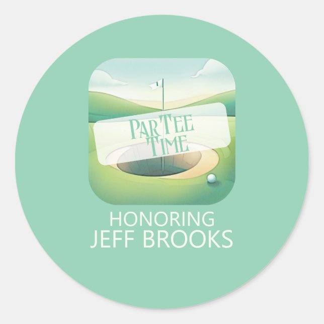 Golf Theme Green Party Classic Round Sticker (Front)