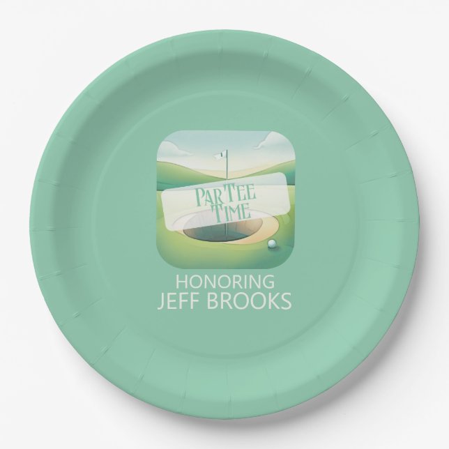 Golf Theme Green Party Paper Plates (Front)