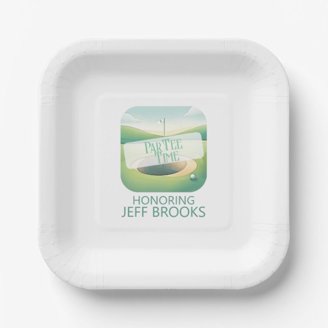 Golf Theme Green Party Paper Plates (Front)