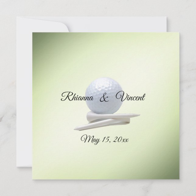 Golf Theme Green Wedding Invitations (Back)