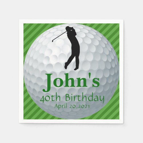 Golf Theme Mans Birthday Personalized Napkin
