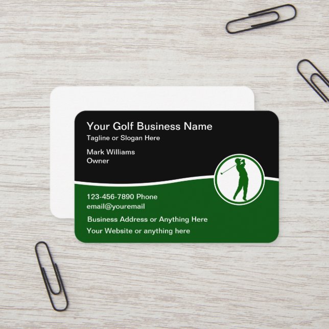 Golf Theme Modern Business Cards (Front/Back In Situ)