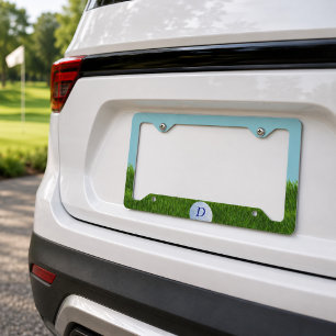 Golf Theme Monogram Blue Green License Plate Frame