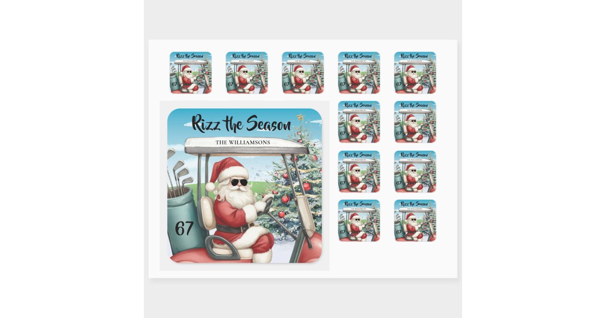 Golf Theme Rizz the Season 67 Name Square Sticker | Zazzle