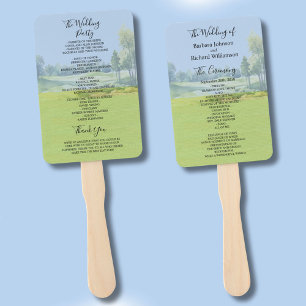 Golf Theme Wedding Ceremony Order of Service  Hand Fan