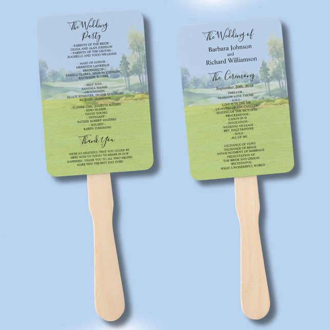 Golf Theme Wedding Ceremony Order of Service  Hand Fan (Creator Uploaded)