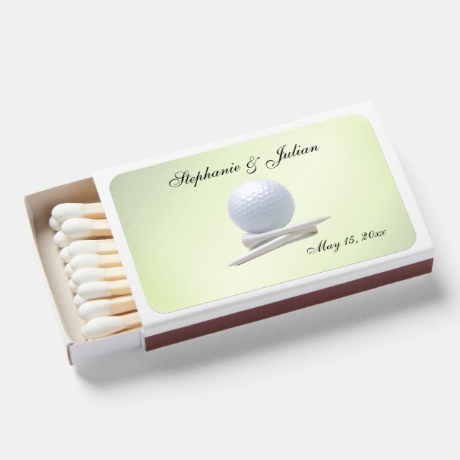 Golf Theme Wedding Green  Matchboxes (Front Open)